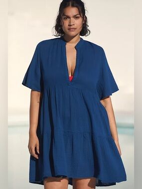 Anthropologie Blue Kallie Cotton Gauze Dress